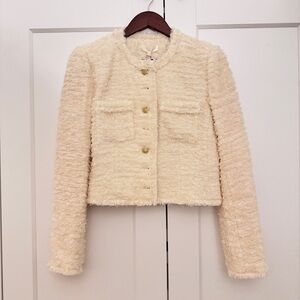 LoveShackFancy Vermont Tweed Cropped Jacket | Cream